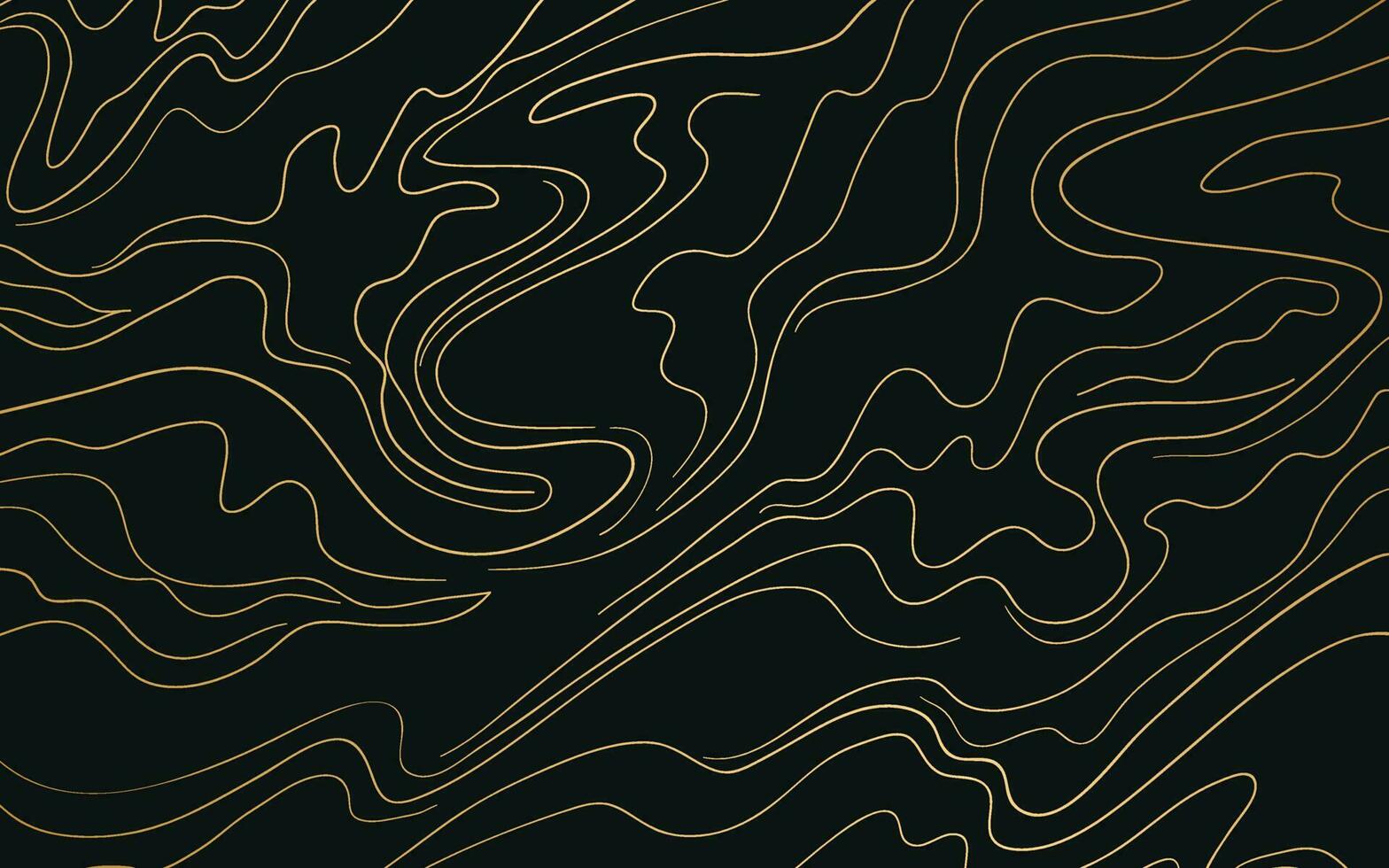 Oriental gold wave line decoration with black background. hand drawn japanese pattern vector