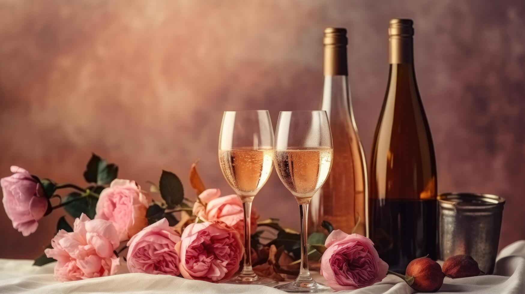 Glasses of rose wine. Illustration photo