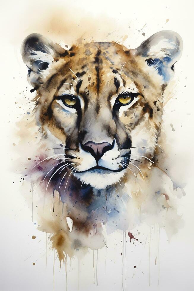 isolated tiger watercolour splashes with ink painting, llustration art, generate ai photo