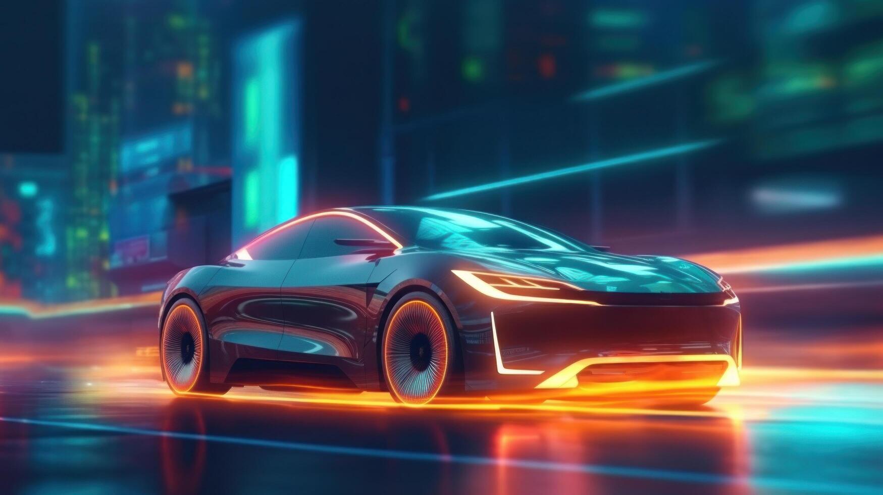 futurista coche antecedentes. ilustración ai generativo foto