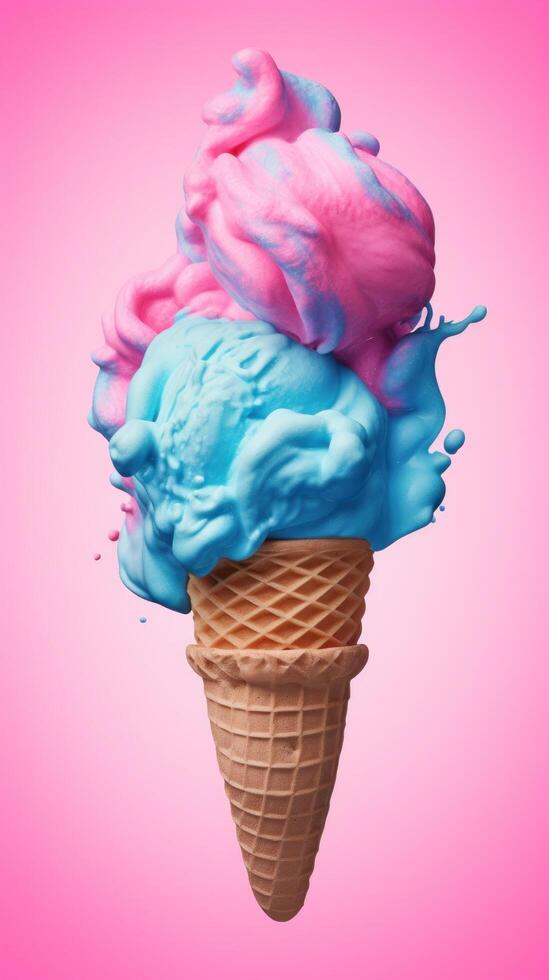 Pink and blue ice cream. Illustration photo