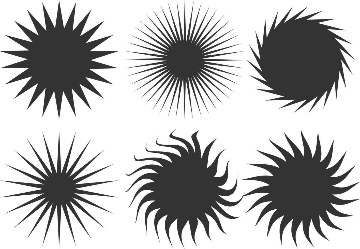 set of black and white star shapes vector