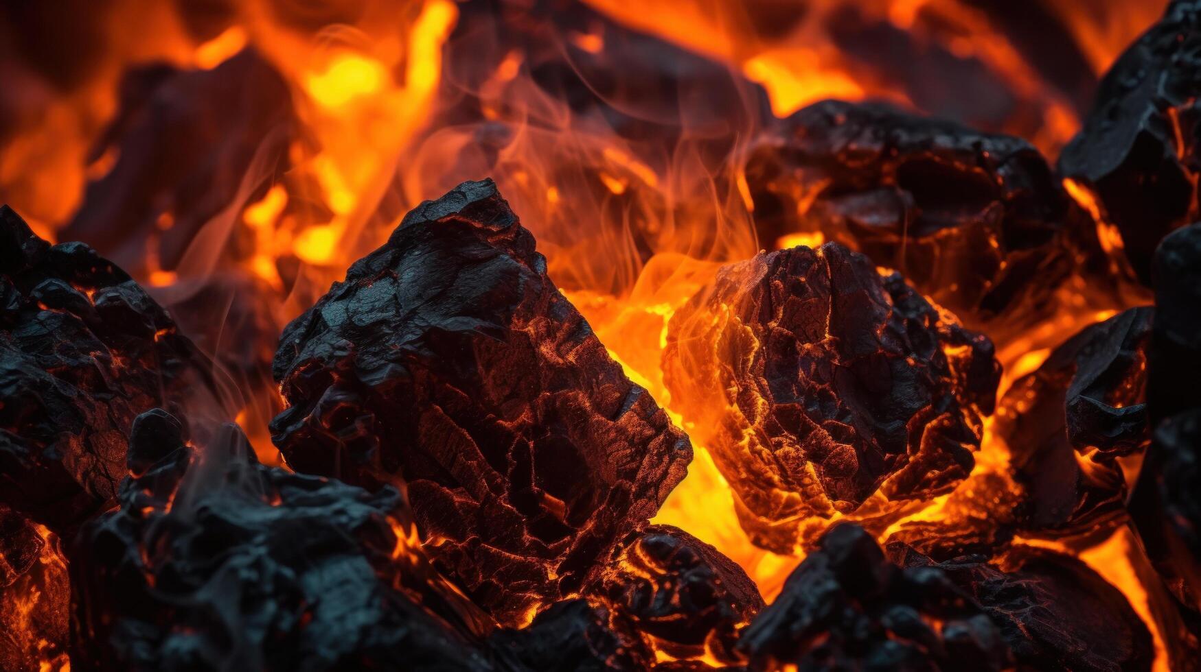 Burning coals fire background. Illustration photo