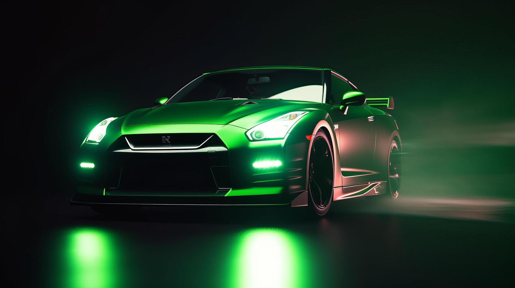 Night car racing. Illustration photo