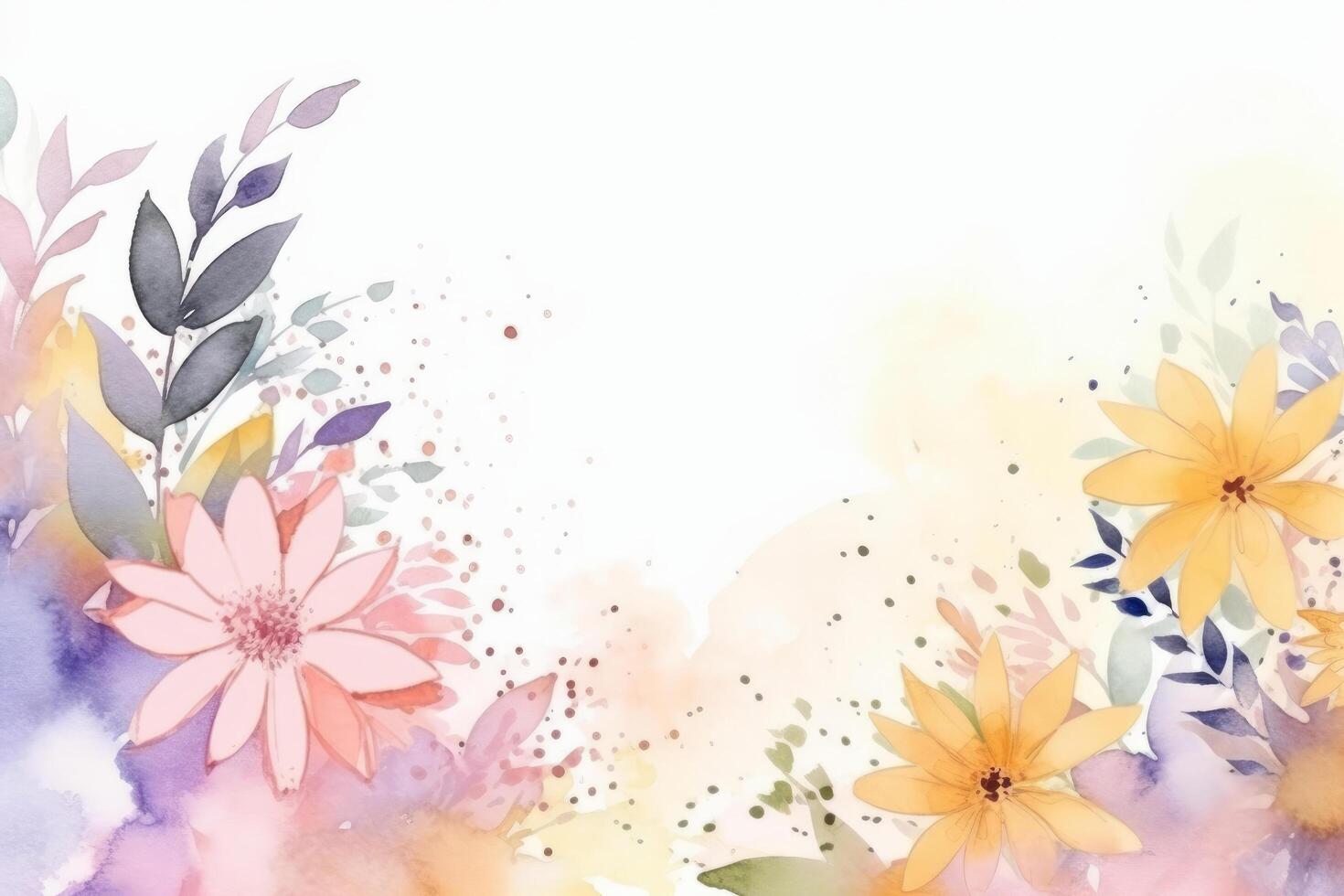 Watercolor floral frame background. Illustration photo