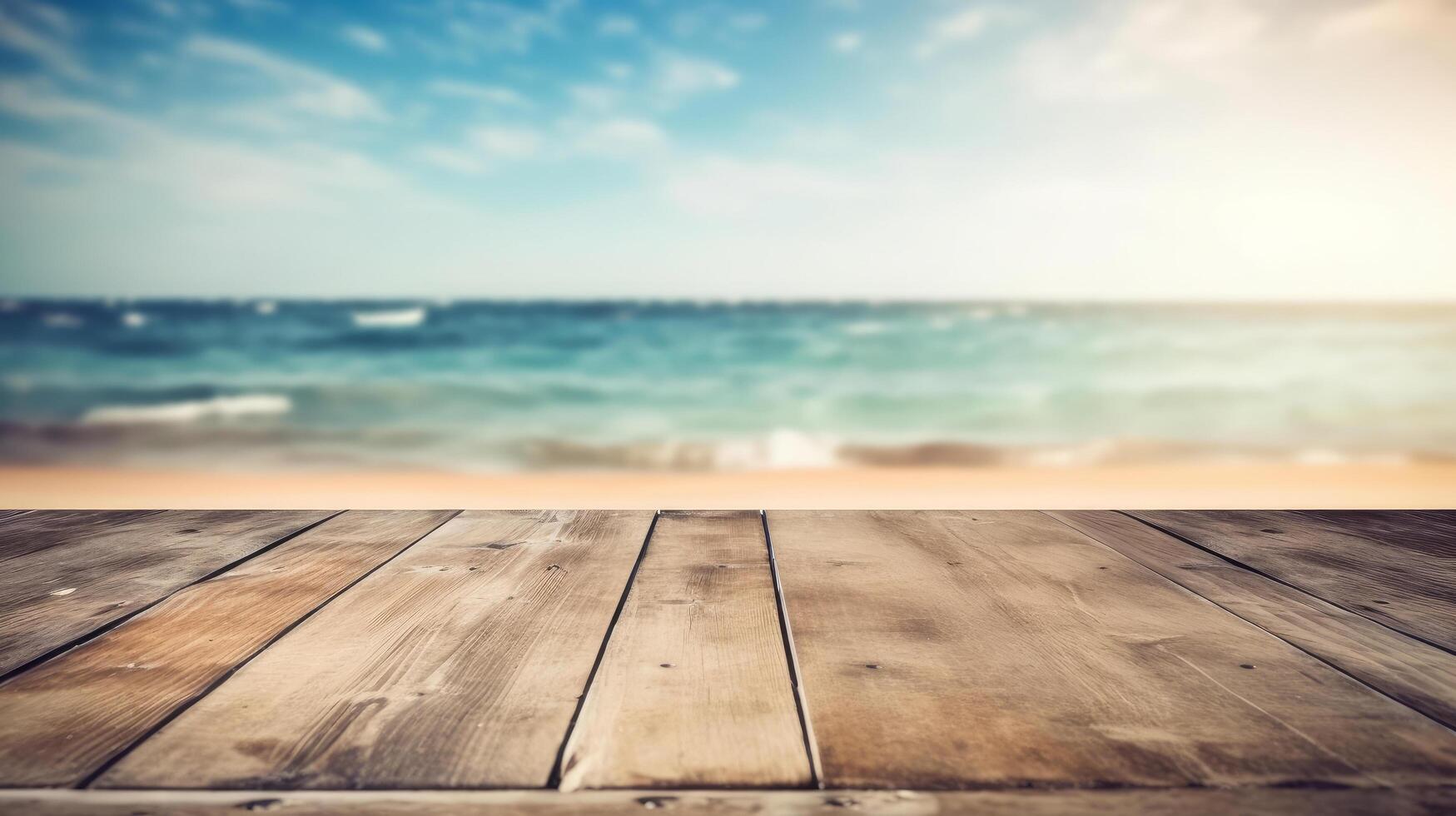 Nature background with wood table. Illustration photo