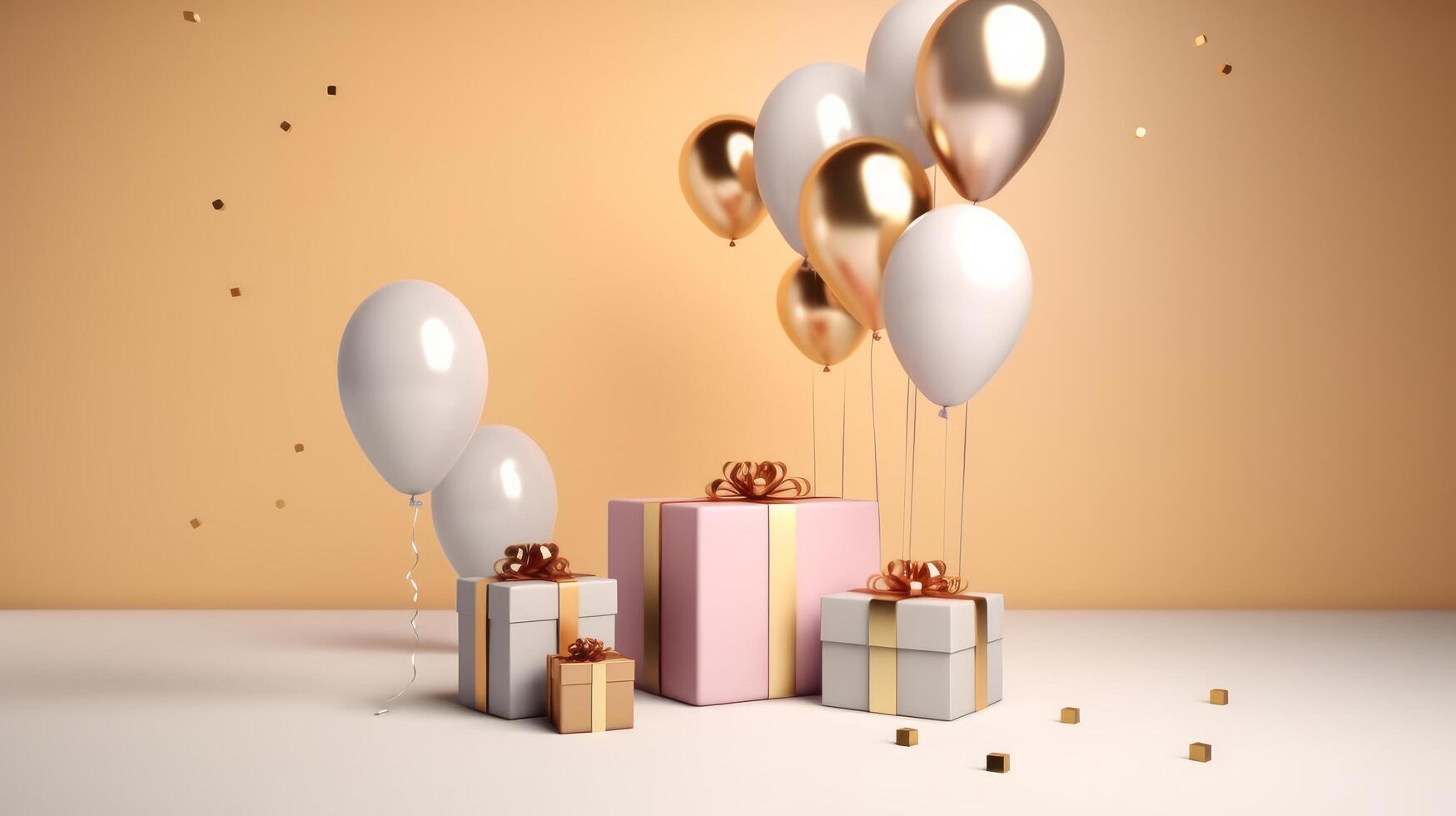 Happy Birthday Background with balloons. Illustration photo