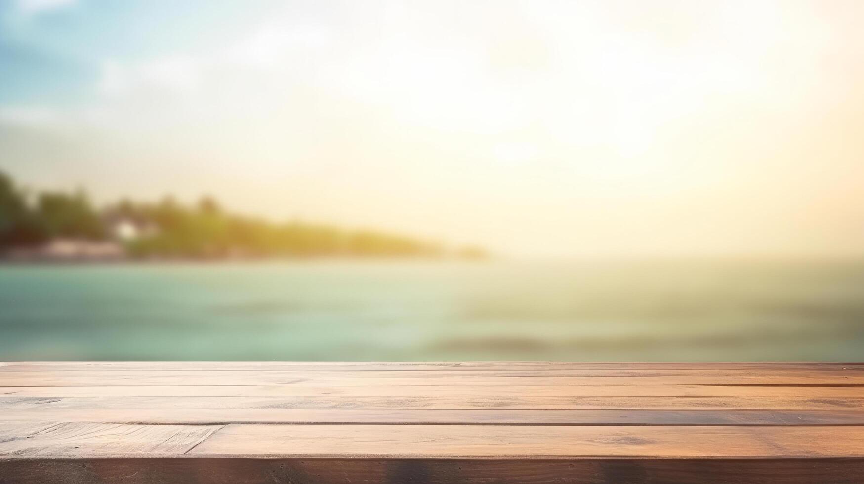 Nature background with wood table. Illustration photo