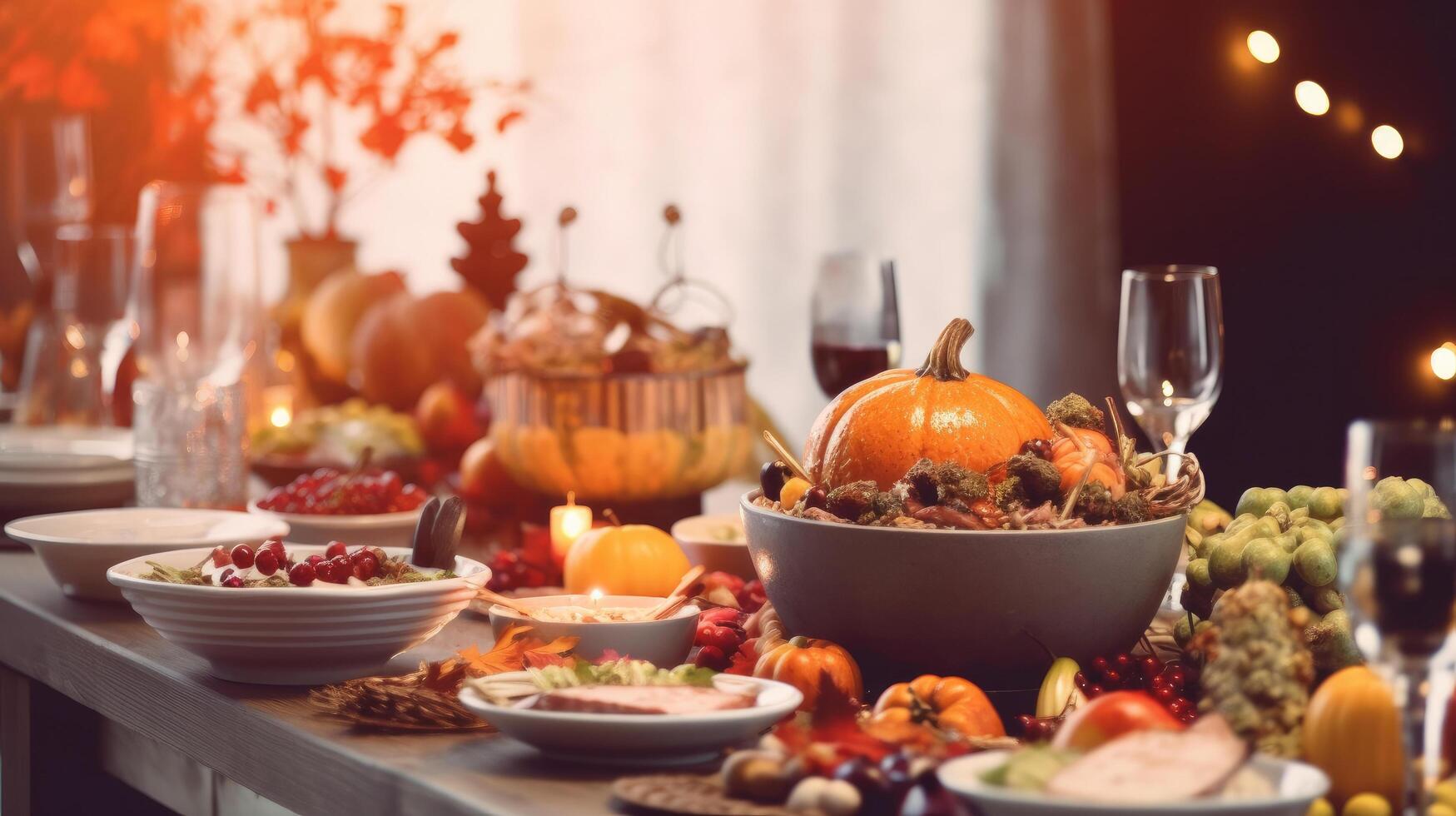 Thanksgiving dinner background. Illustration photo