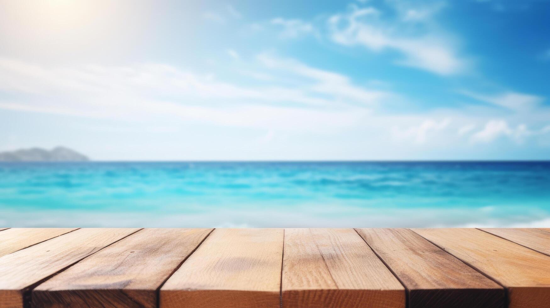 Nature background with wood table. Illustration photo