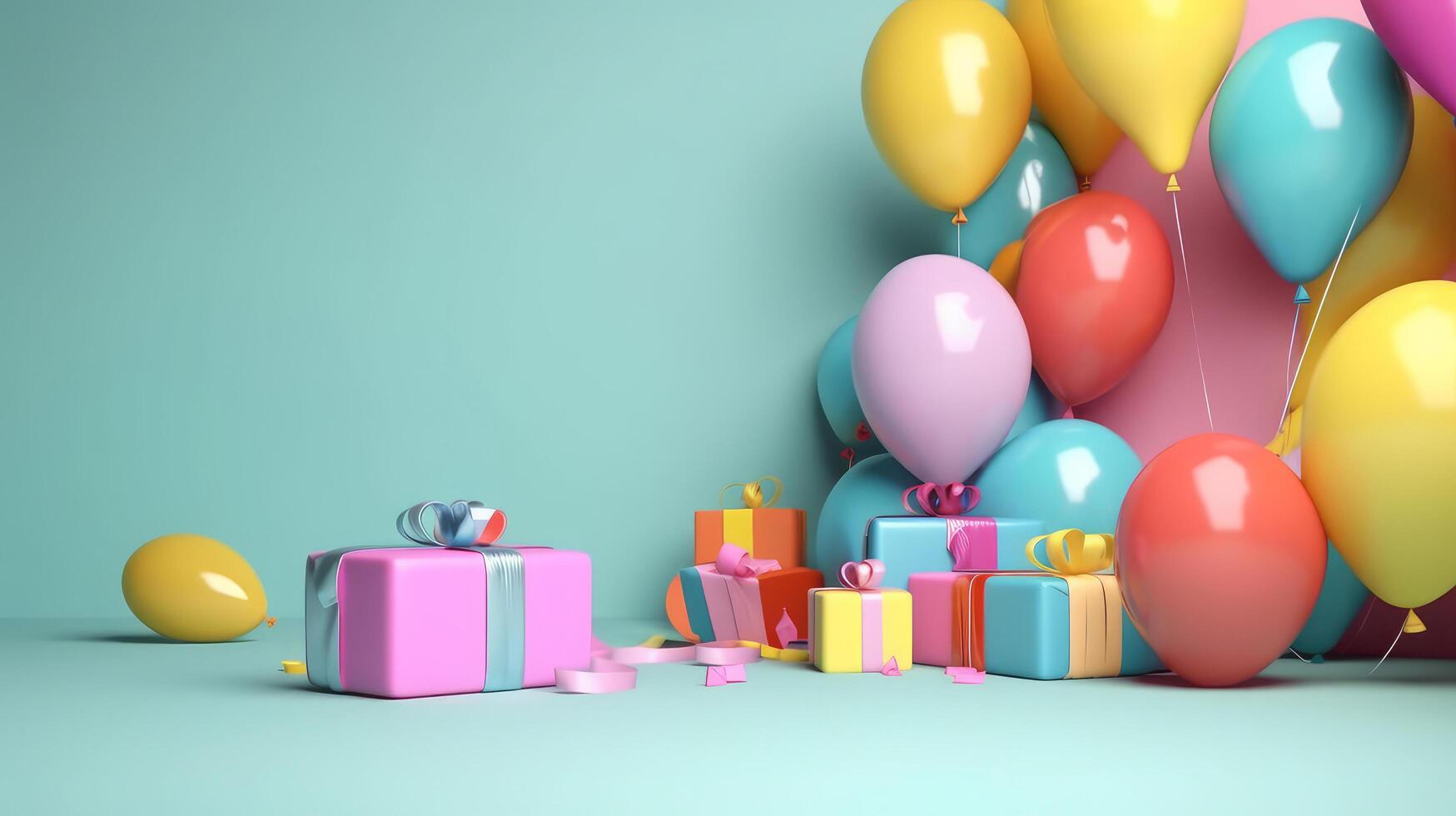 Happy Birthday Background with balloons. Illustration photo