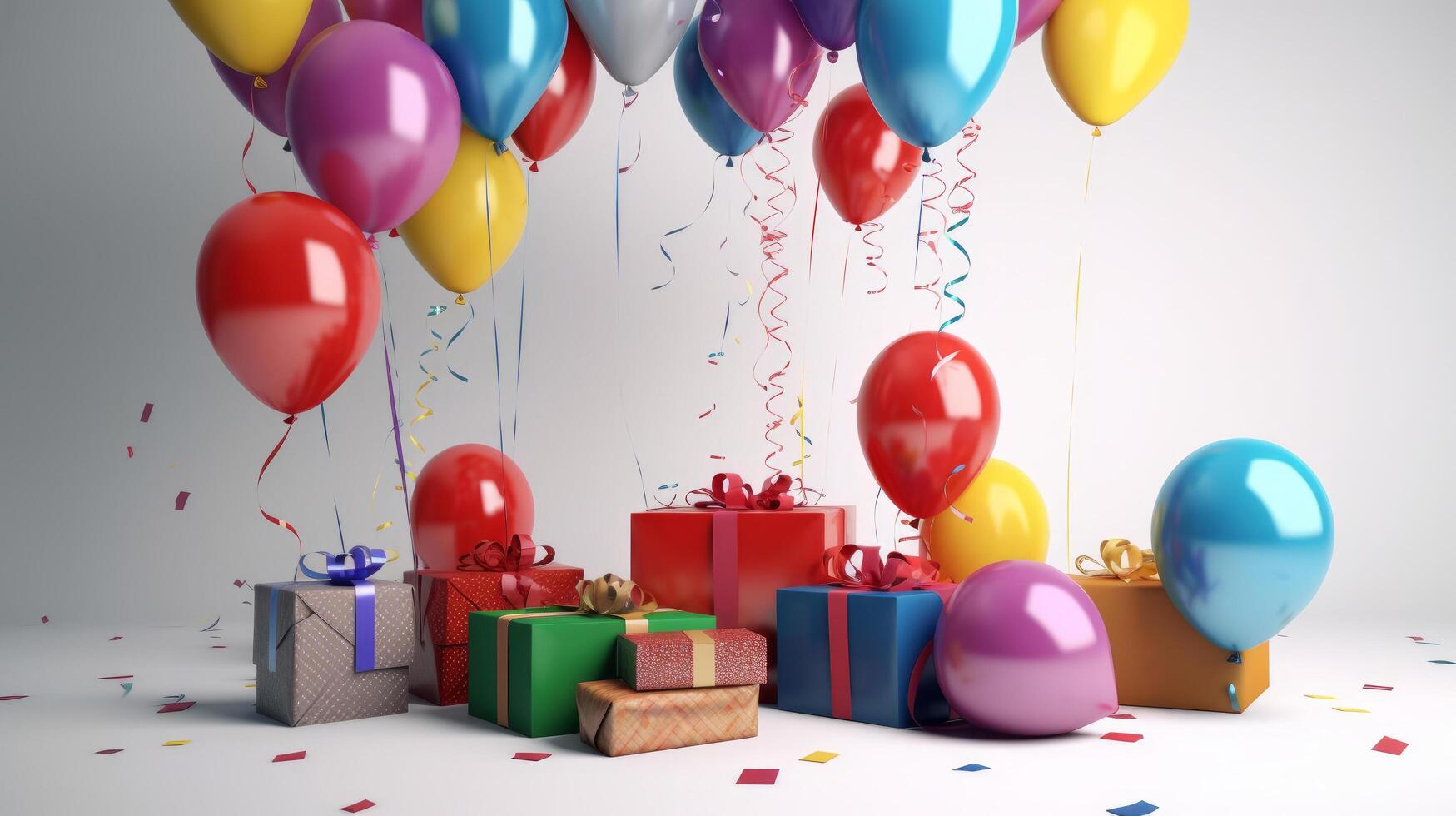 Happy Birthday Background with balloons. Illustration photo