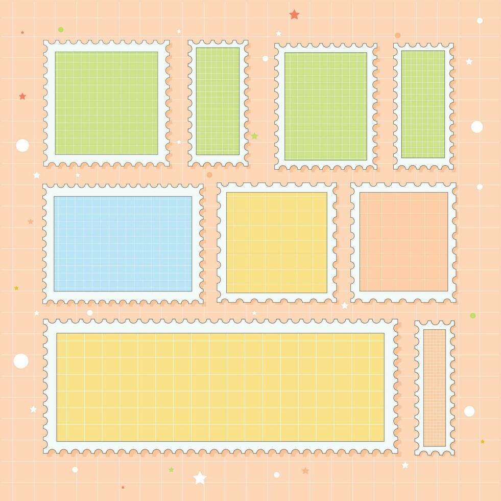Hand drawn flat stamp blank stickers paster vector