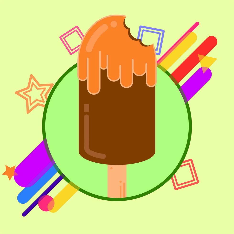 Chocolate Ice Cream Stick Illustration with Flat Design Background vector