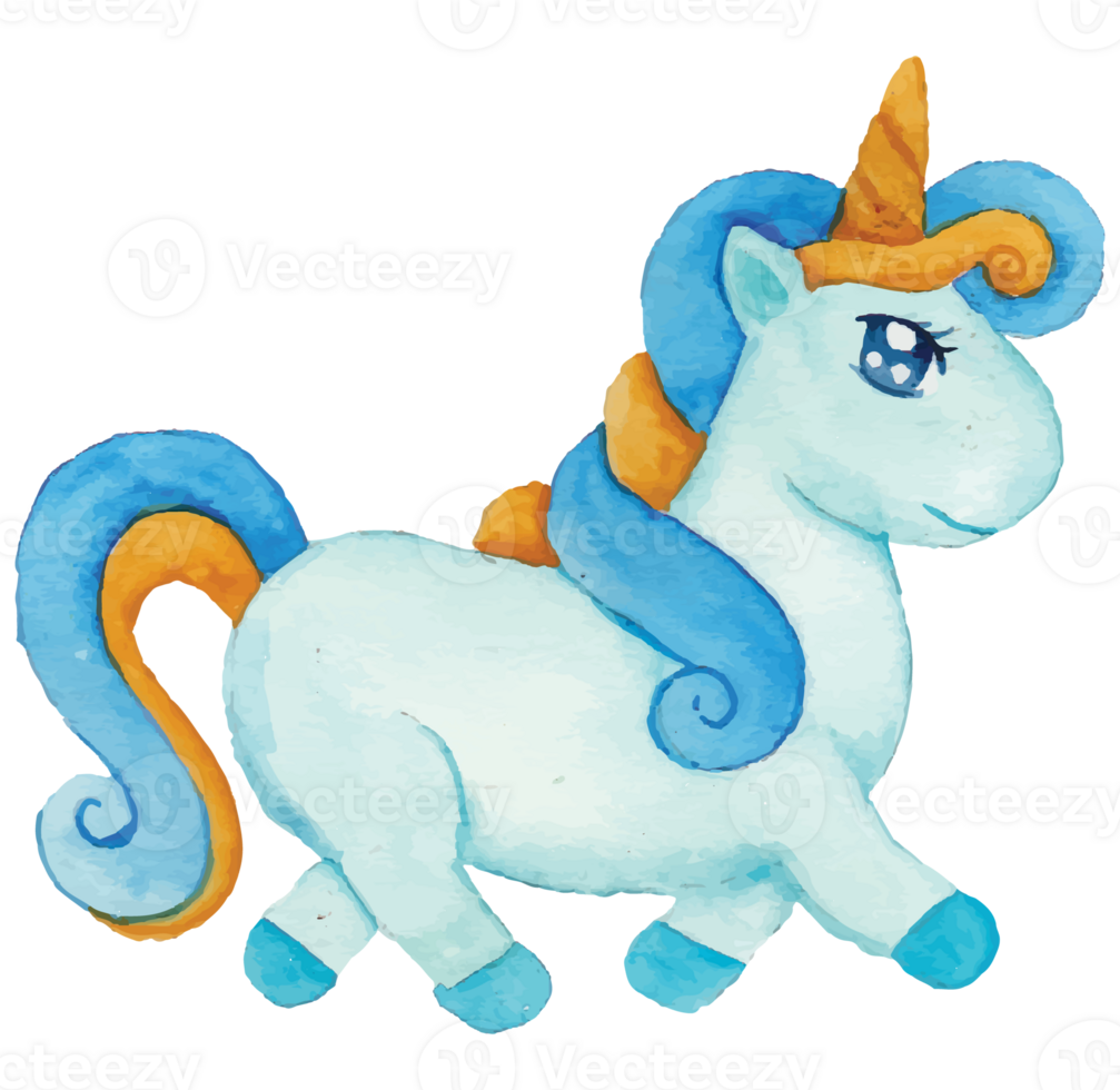 Blue Unicorn Birthday Ornament Clip art Element Transparent Background png