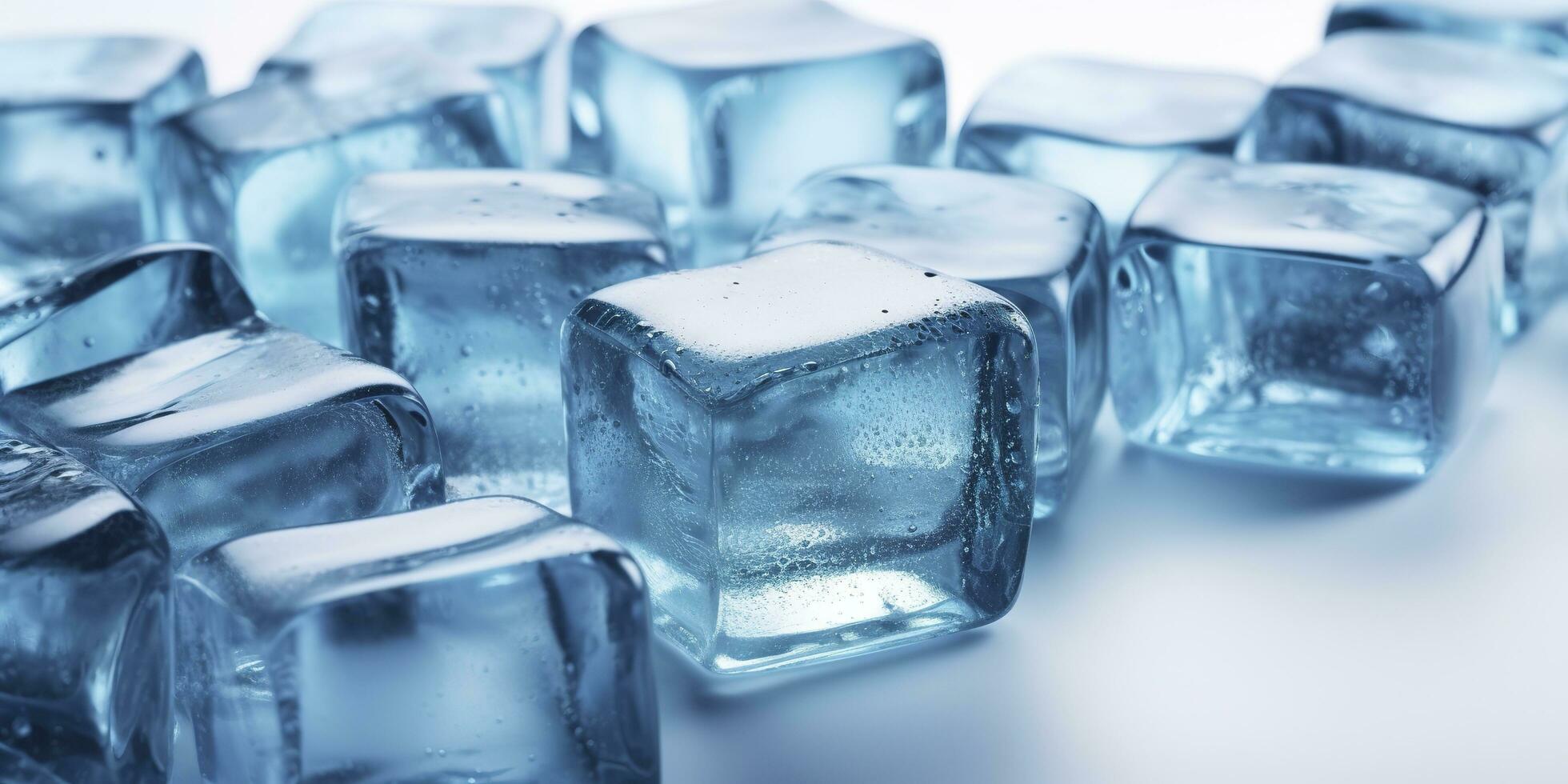 a large selection of ice cubes on a white background, in the style of mike campau, light blue, uhd image, melting, matte photo, icepunk, generate ai photo