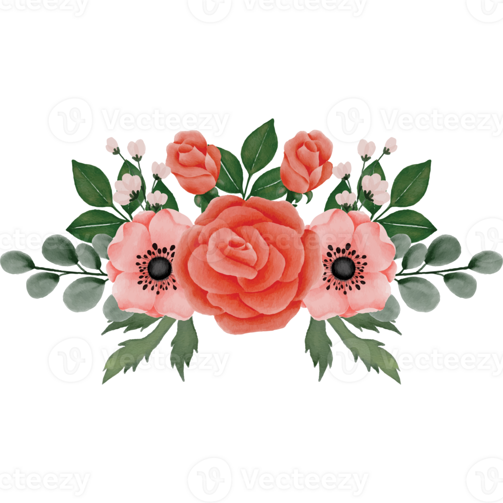 Rose With Peony Flower Bouquet Clip art Element Transparent Background png