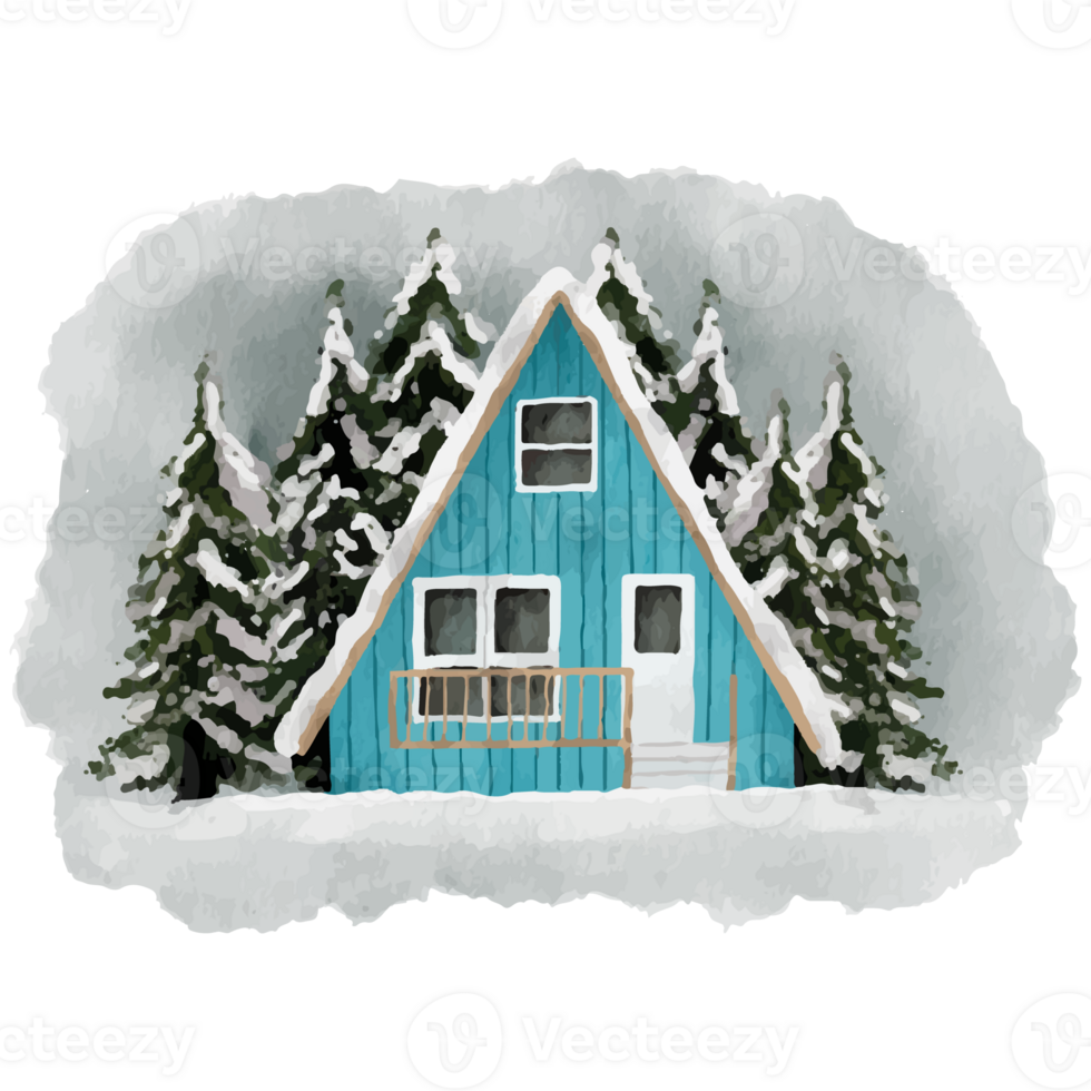 Winter House Clip art Element Transparent Background png