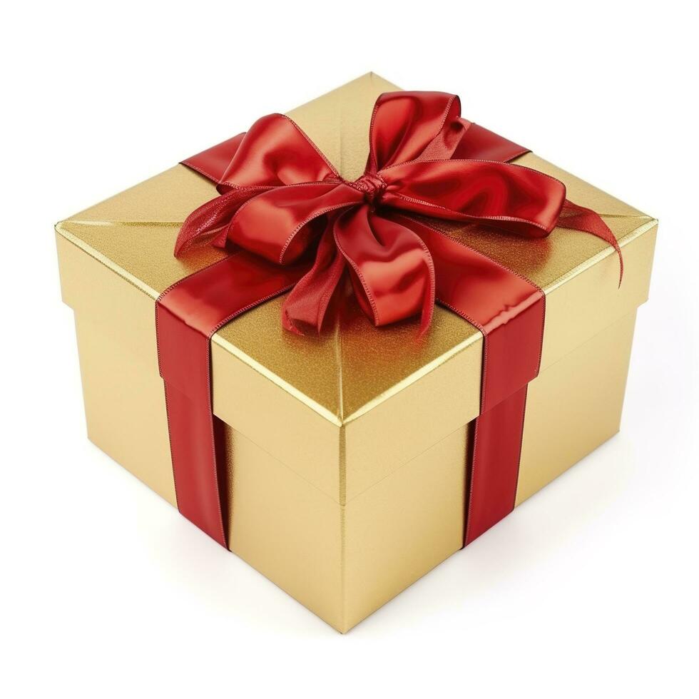 Golden gift box isolated on a white background , generate ai photo