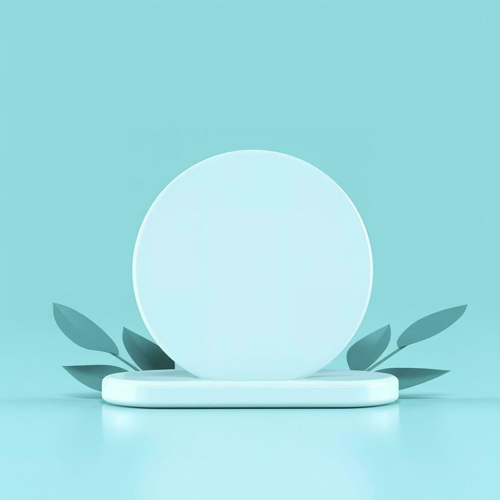 Minimal background. podium and blue background for product presentation. 3d rendering illustration. Luxury podium for product presentation 3d render, generate ai photo