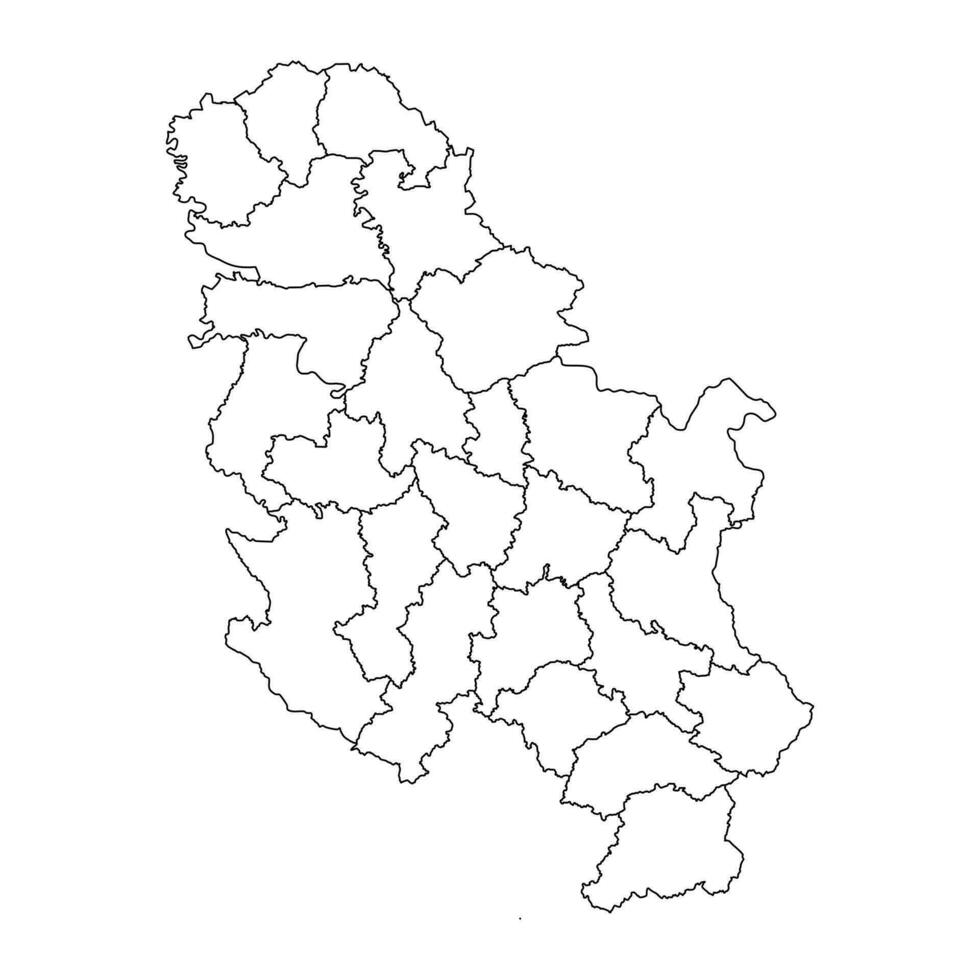 Serbia map with administrative districts without Kosovo. Vector illustration.