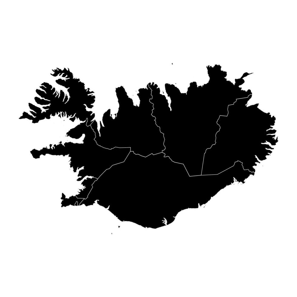 Iceland map with administrative districts. Vector illustration.