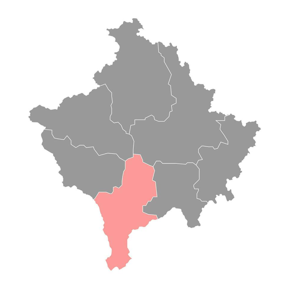 prizren distrito mapa, distritos de Kosovo. vector ilustración.
