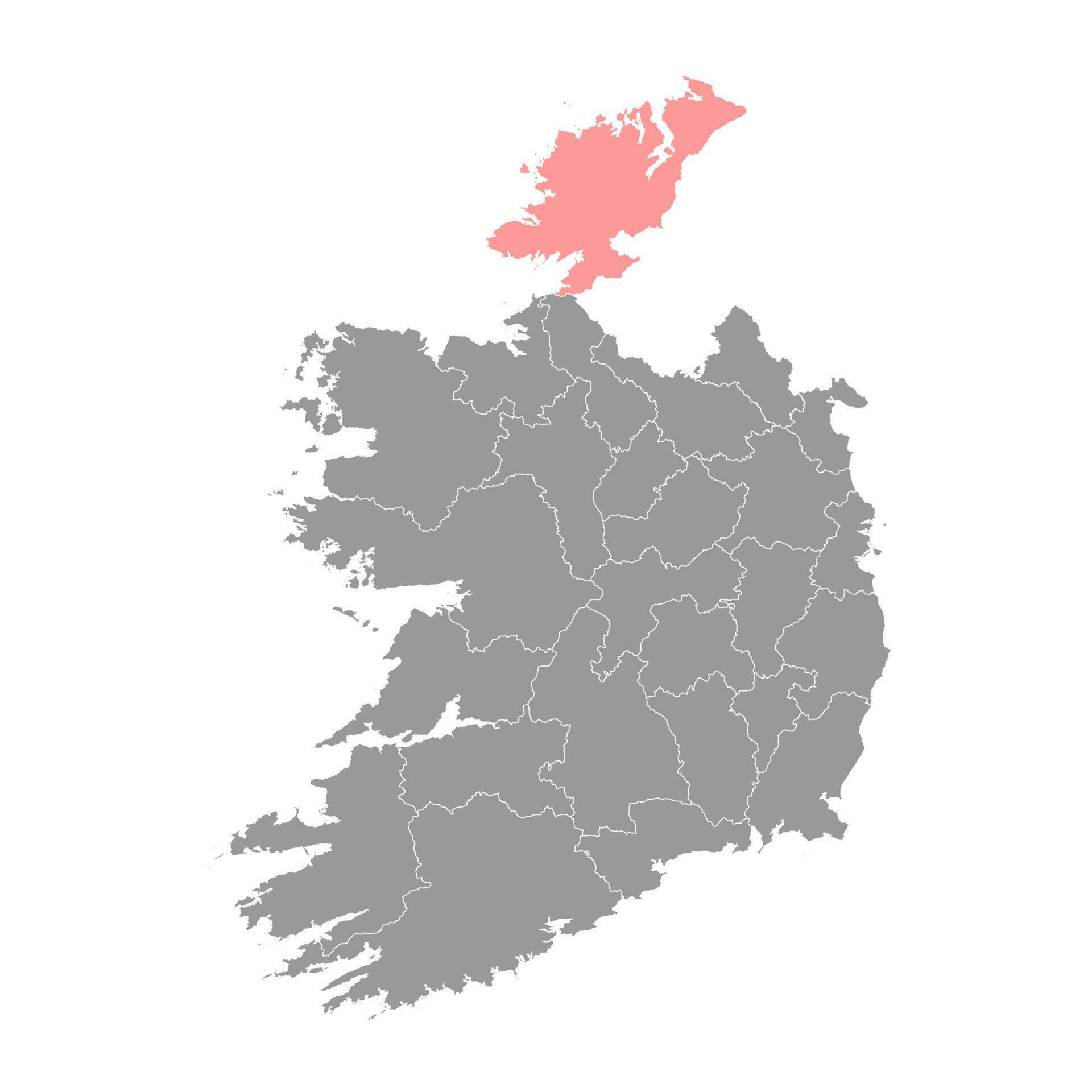 County Donegal map, administrative counties of Ireland. Vector