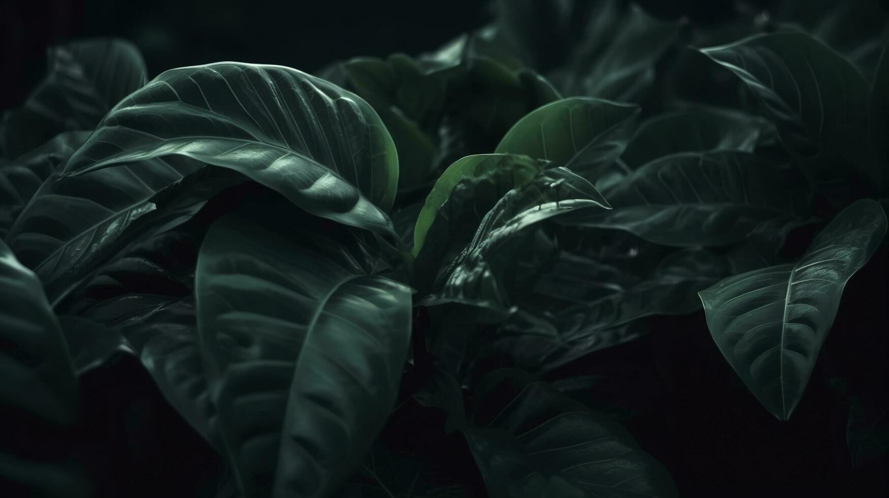 Abstract dark green surface of leaves natural floral background, generate ai photo