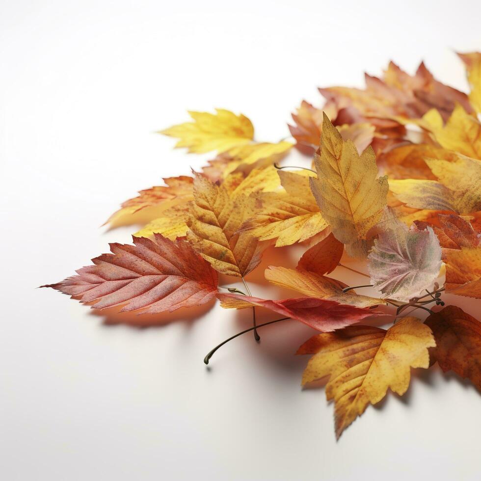Autumn leaves isolated on white background , generate ai photo