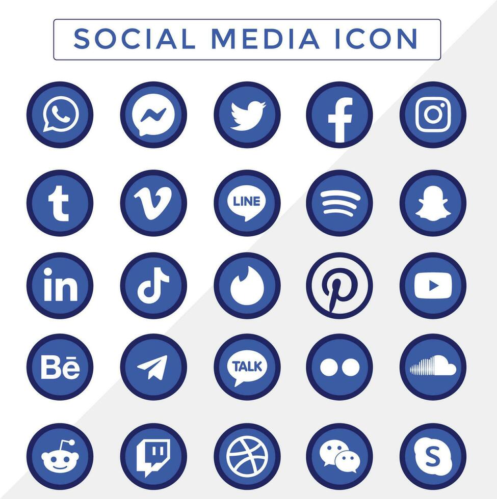 social medios de comunicación icono azul vector