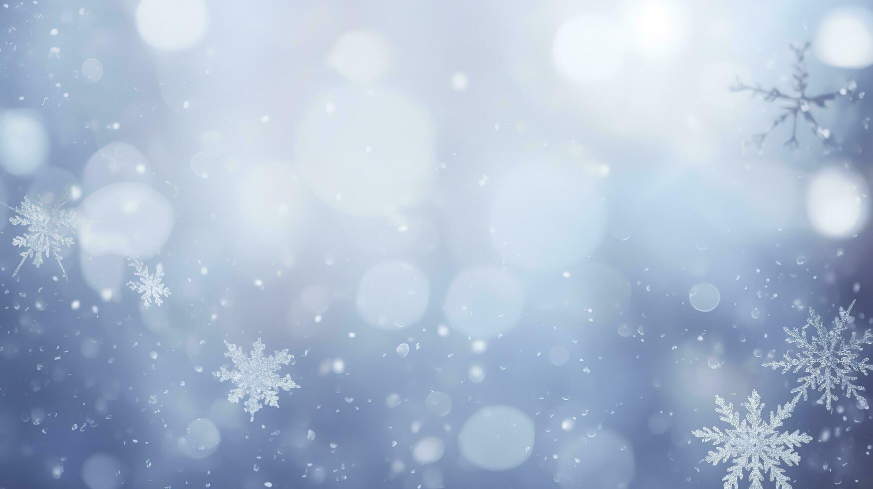 unfocussed winter background with snowflakes, generate ai photo