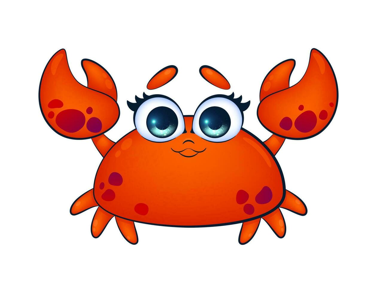 Bright and Colorful Cartoon Crab. Children's Vector Illustration. Vibrant and lively vector illustration of a cute and friendly crab character, perfect for children's designs.