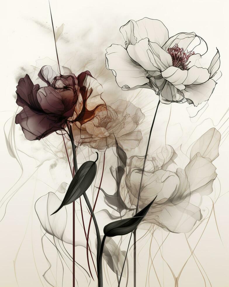 Beautiful painted flower sketch, generate ai photo