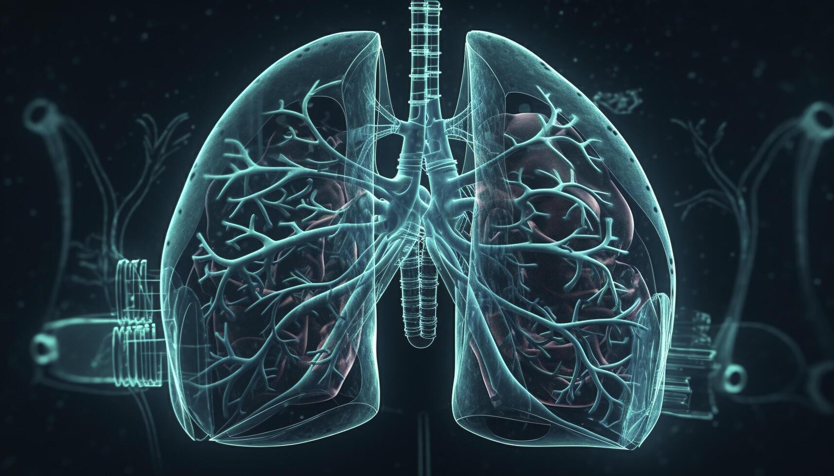 Smoky lungs of a smoker on a dark background isolate medical concept 3d illustration photo
