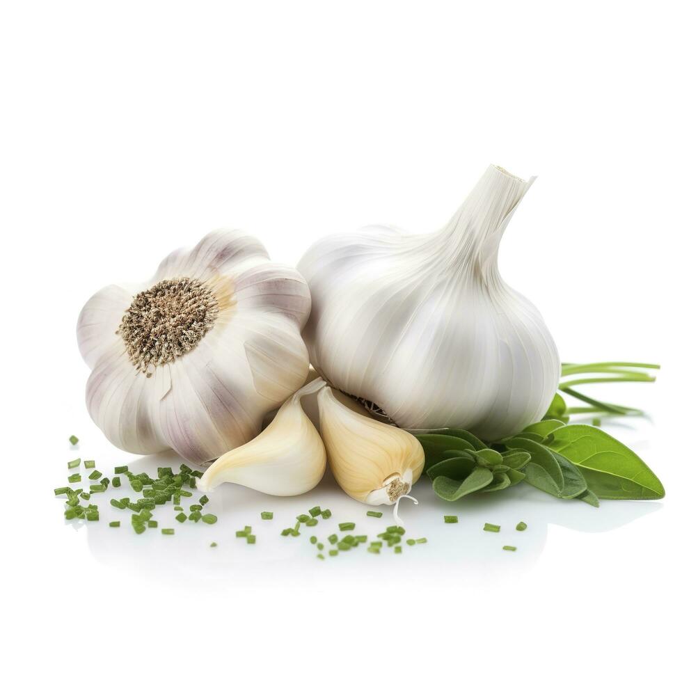 garlic isolated on white background, generate ai photo