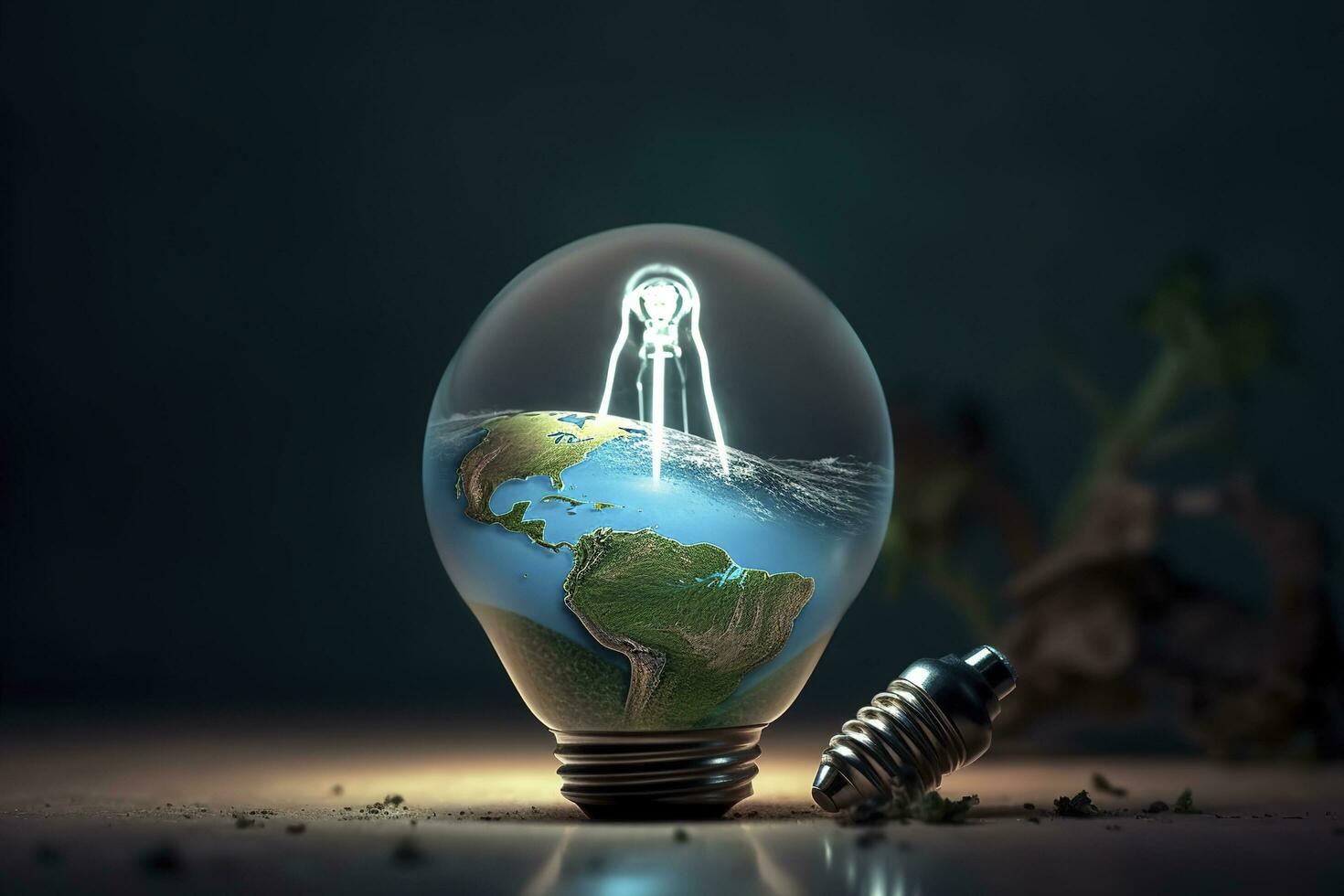 Ecology and world water day , Light bulb idia with environmental protection and save earth water , Generate Ai photo
