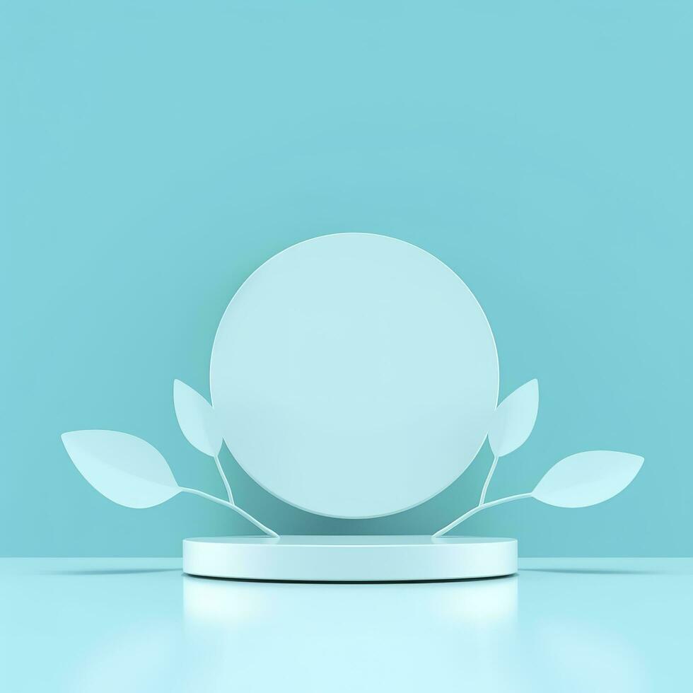 Minimal background. podium and blue background for product presentation. 3d rendering illustration. Luxury podium for product presentation 3d render, generate ai photo