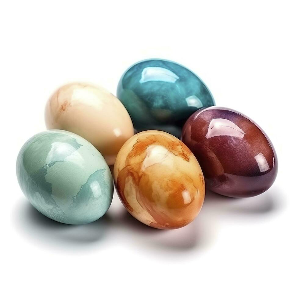 easter eggs isolated on white background, generate ai photo