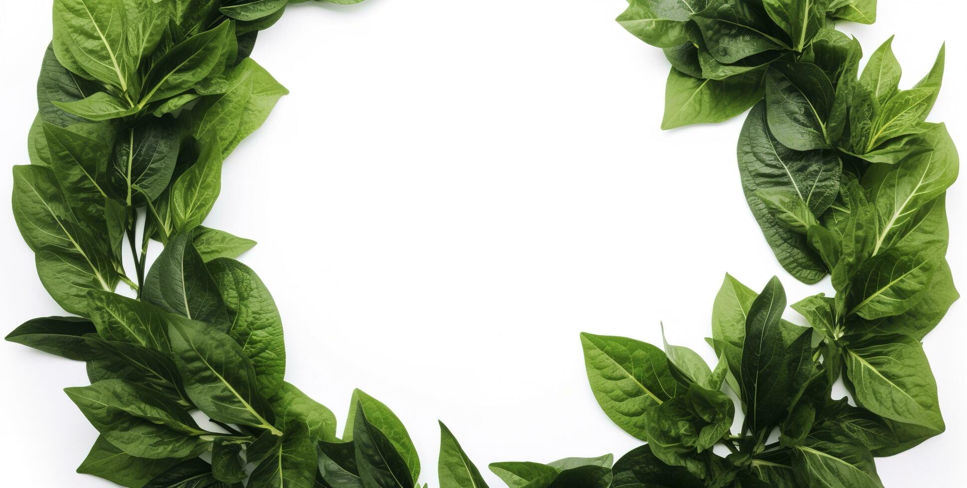 verde planta y hojas marco aislado en blanco fondo, para Boda invitaciones y saludo tarjetas, generar ai foto
