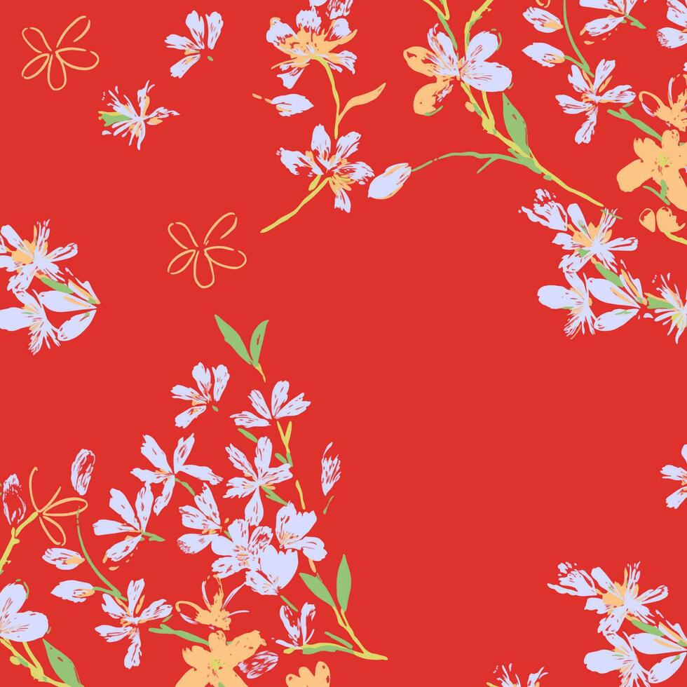 Abstract Floral colour vector pattern design suitable for fashion and fabric needs