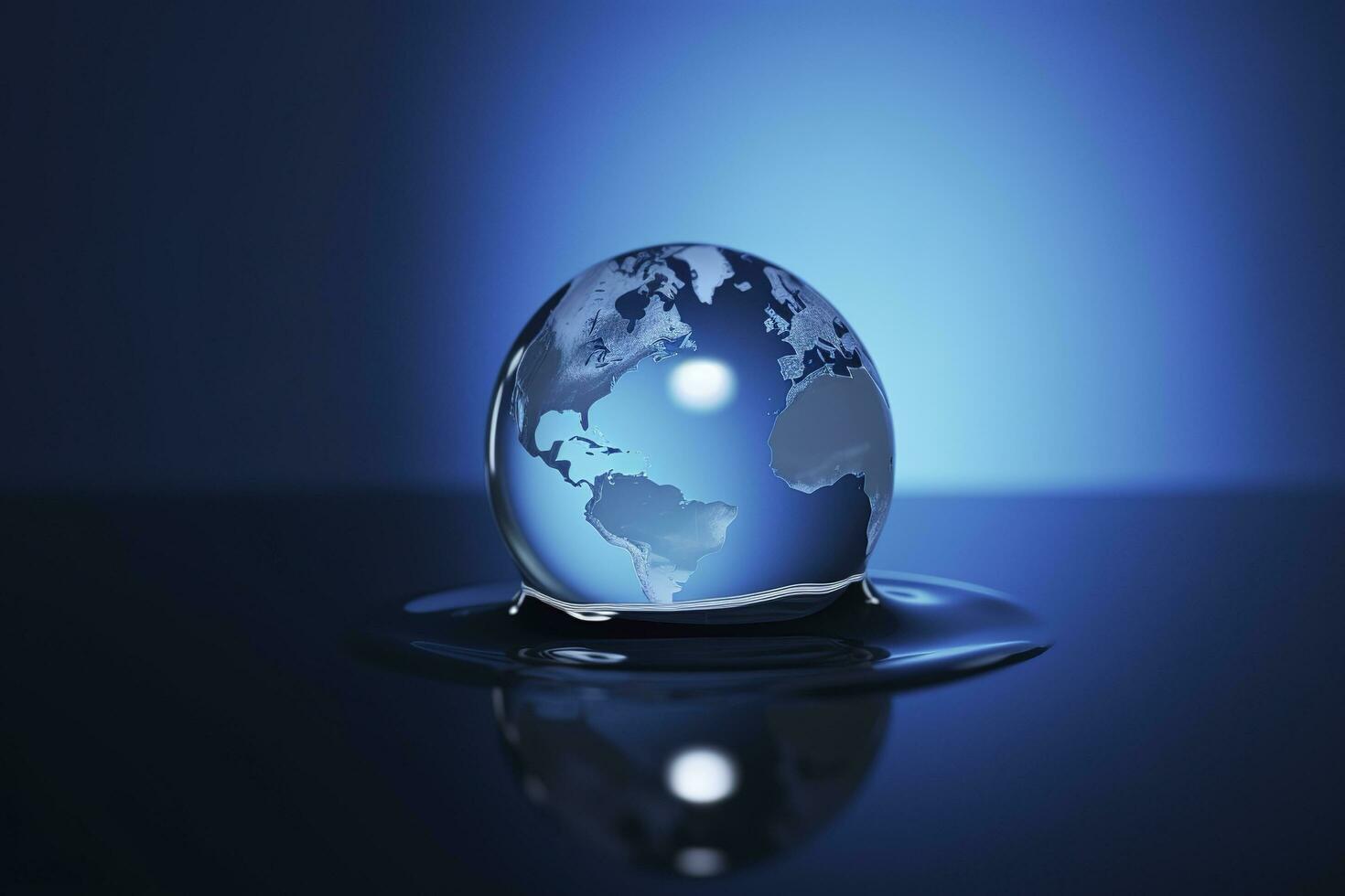 a big blue drop in the sky with the earth on it, in the style of light green and blue, fluid and organic, culturally diverse elements, associated press, soggy, environmental awareness, generate ai photo