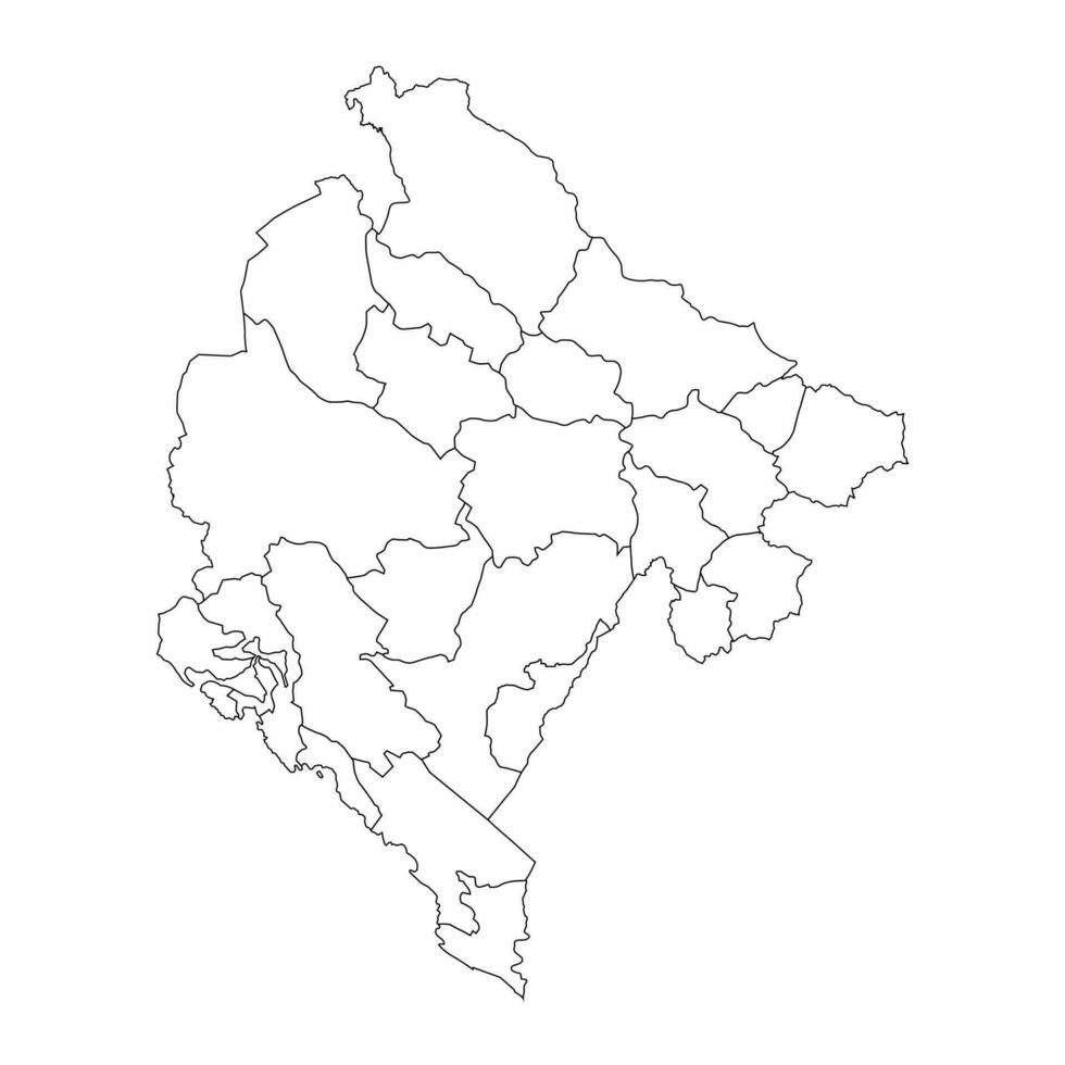 Montenegro map with administrative subdivisions. Vector illustration.