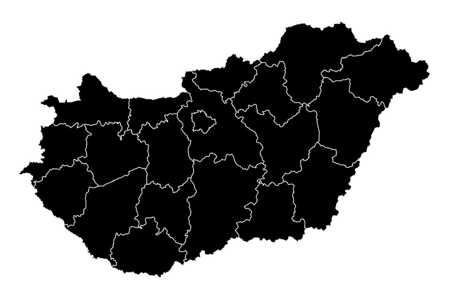 Hungría mapa con administrativo distritos vector ilustración.