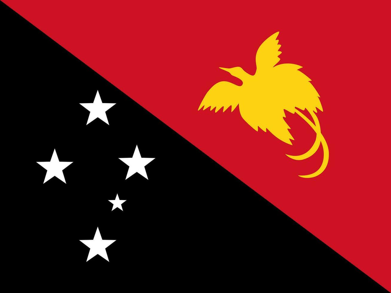 Papua New Guinea flag, official colors and proportion. Vector illustration.