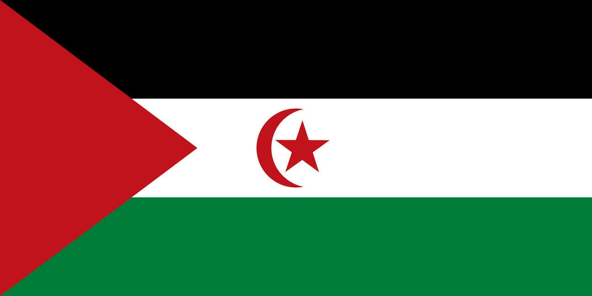 Sahrawi Arab Democratic Republic flag, official colors and proportion. Vector illustration.