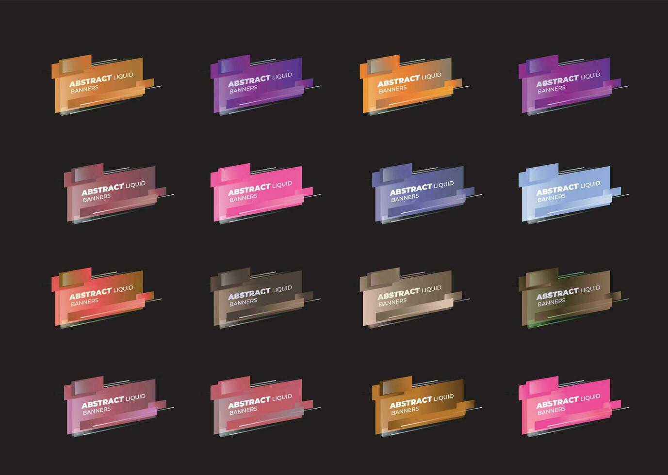 Liquid banner set of colourful icons isolated vector