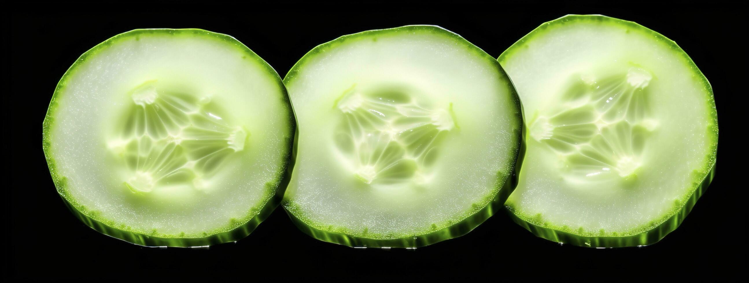 Sliced cucumber isolated on white background with clipping path and full depth of field, Top view. Flat lay, generate ai photo