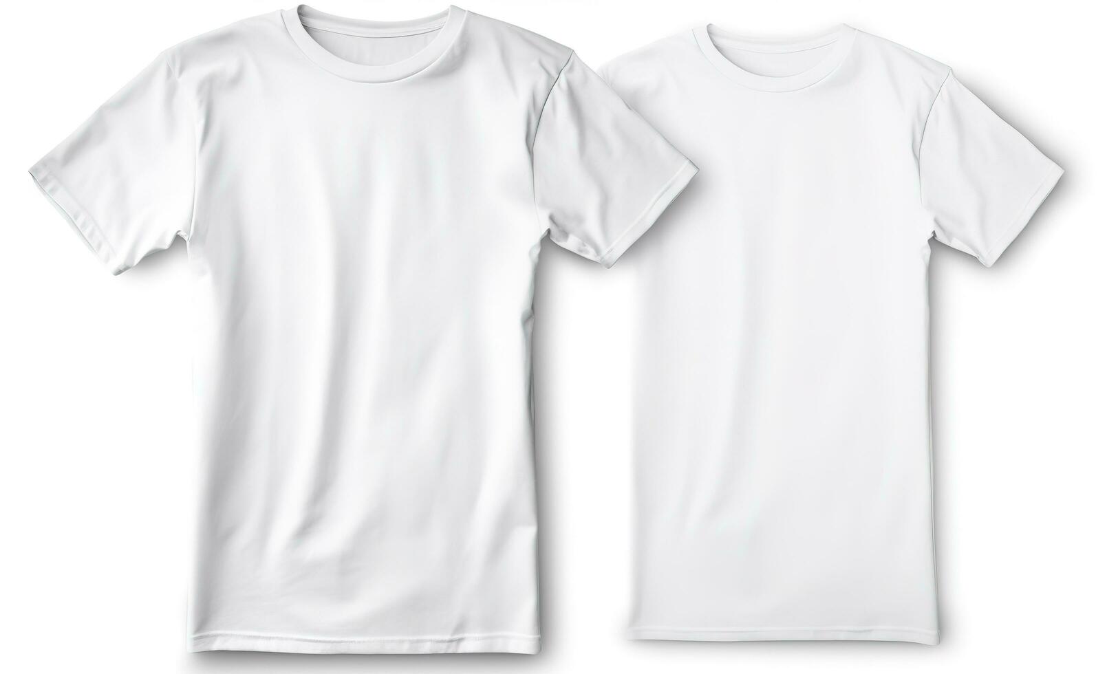 Men's white blank T-shirt, template, from two sides, isolated on white background, generate ai photo