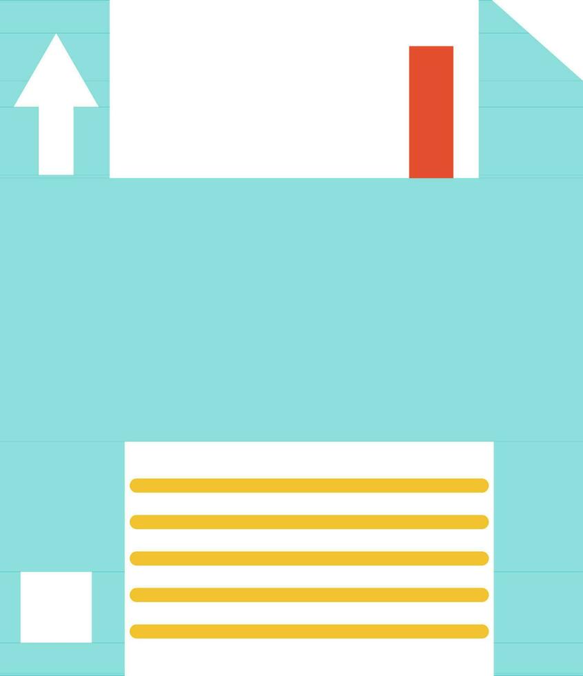Vector illustration of Floppy disk in sky blue color.